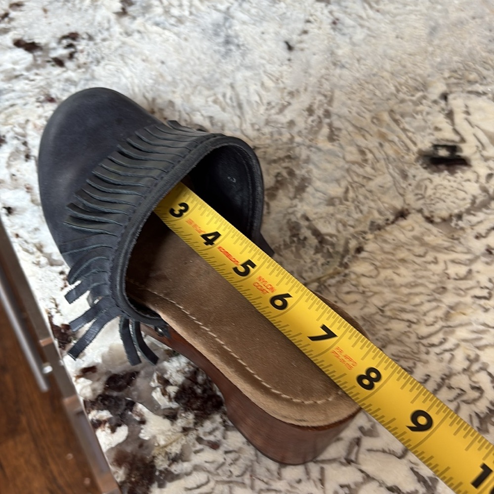 Fringe Studded Leather Mules - Blue - Picture 10 of 10
